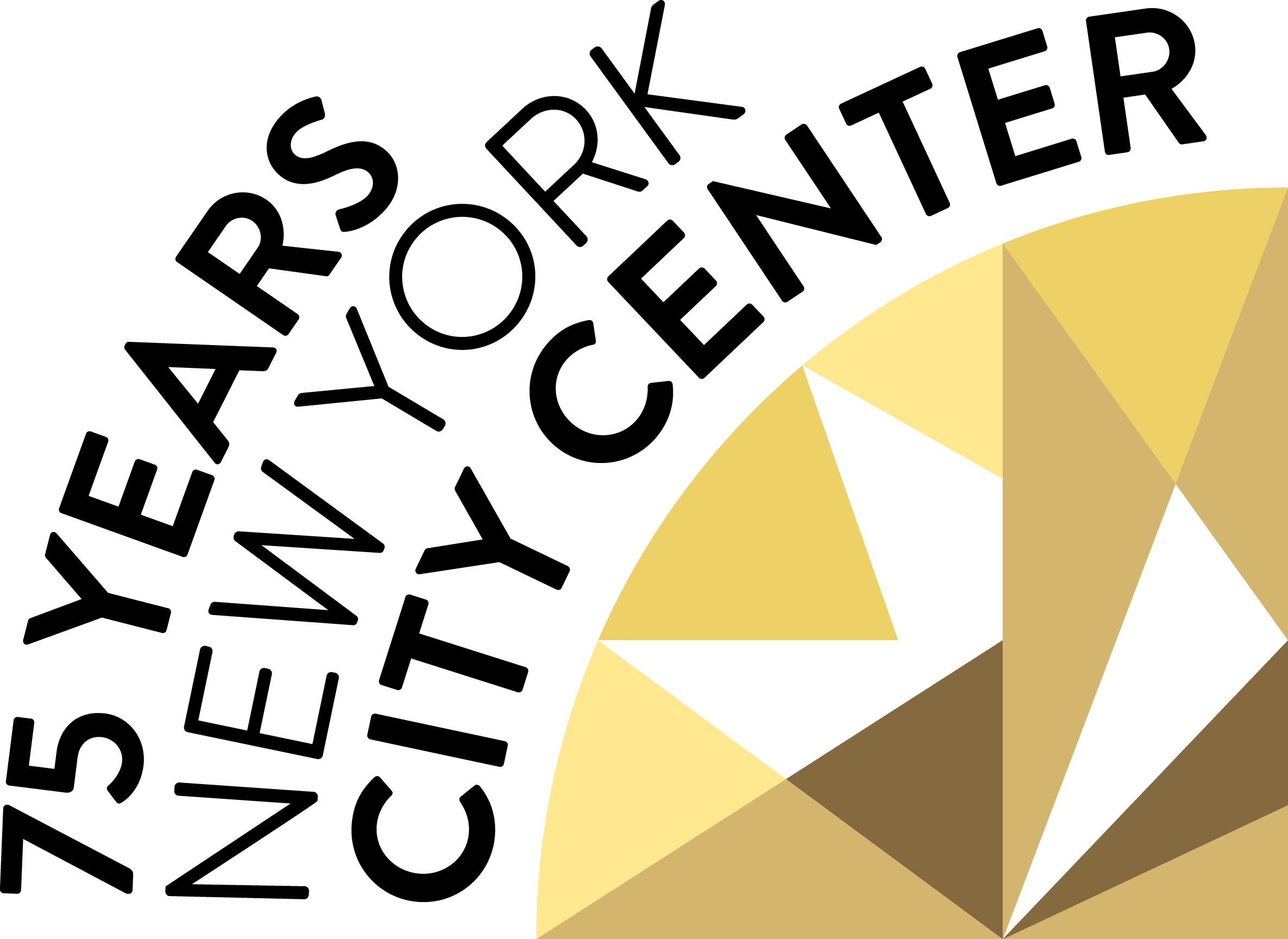 '75 Years New York City Center' is printed wrapping around a gold semi circular logo