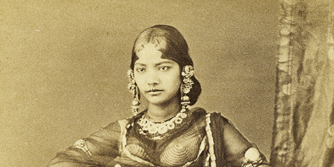 Detail of photograph of Juddan Dancing Girl, from the series Beauties of Lucknow, Calcutta 1874 