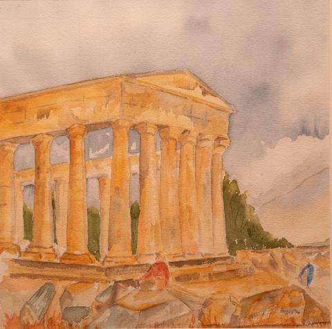 William Rayner's watercolor piece, "Segesta, Sicily"